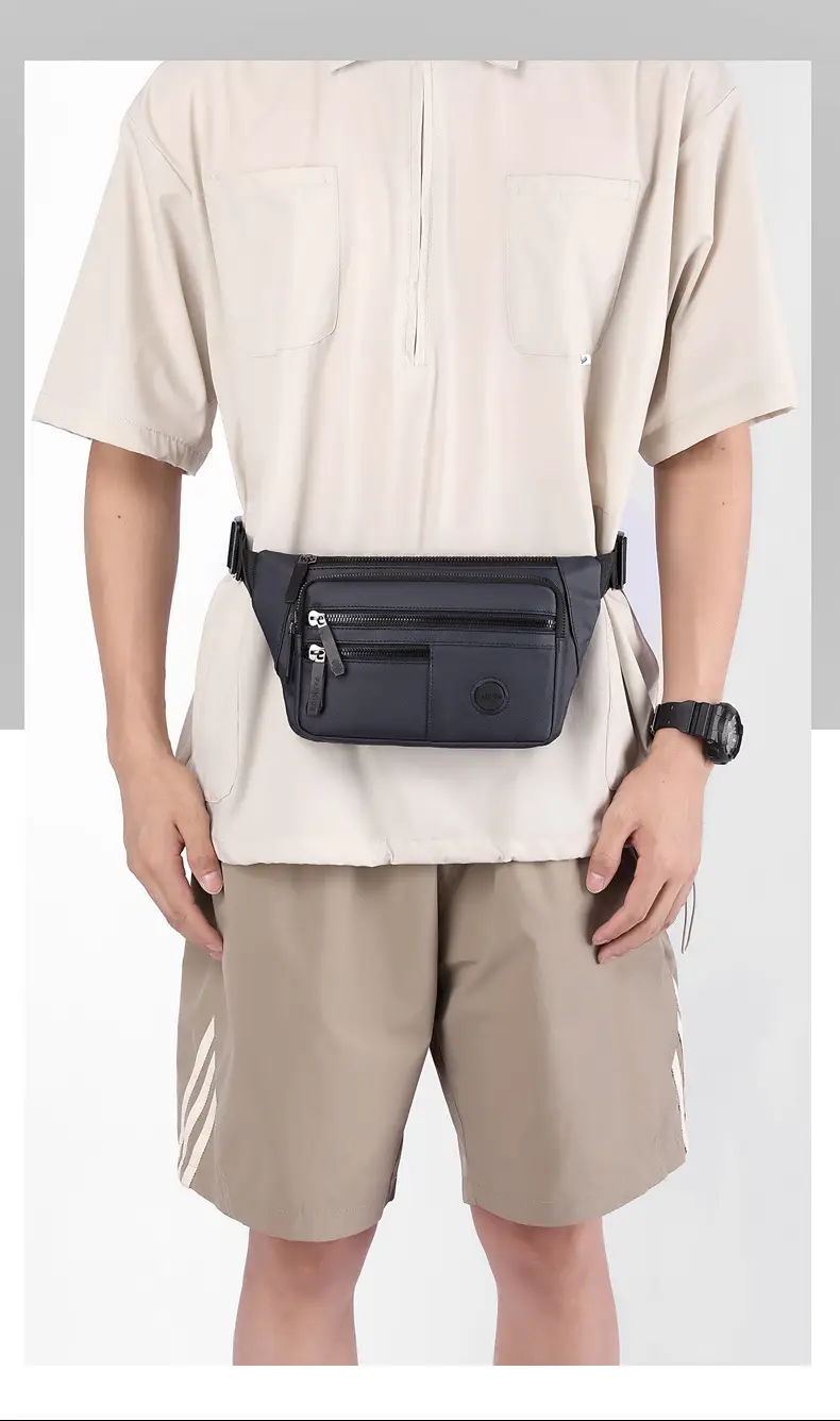 Men's Black Crossbody Waist Bag Large Capacity Oxford Cloth — feature 10