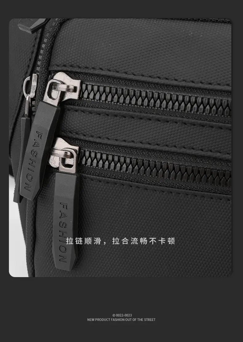 Men's Black Crossbody Waist Bag Large Capacity Oxford Cloth — feature 16