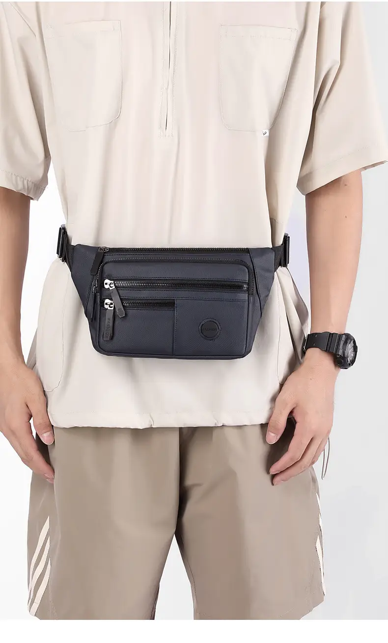 Men's Black Crossbody Waist Bag Large Capacity Oxford Cloth — feature 20