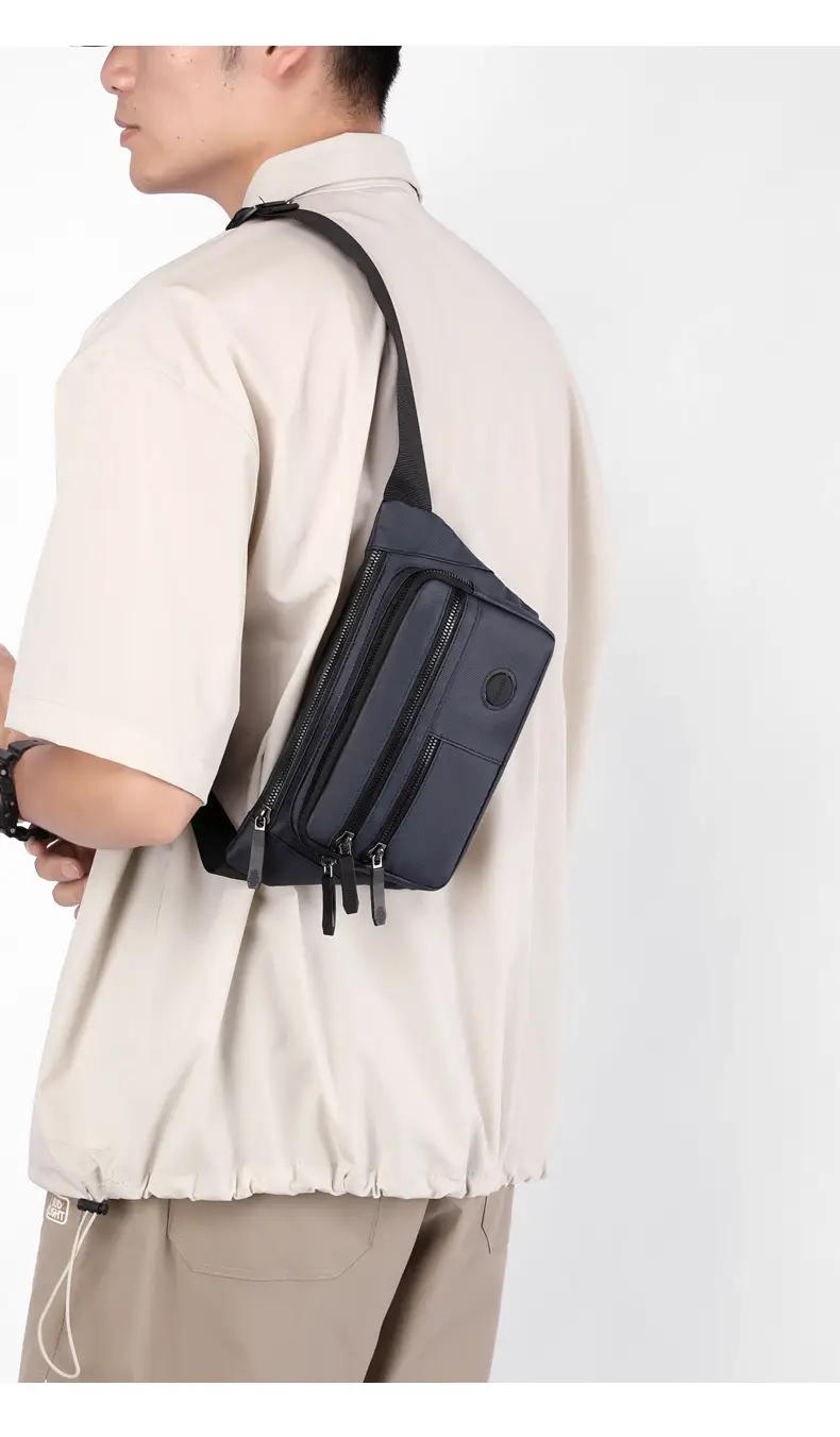 Men's Black Crossbody Waist Bag Large Capacity Oxford Cloth — feature 21