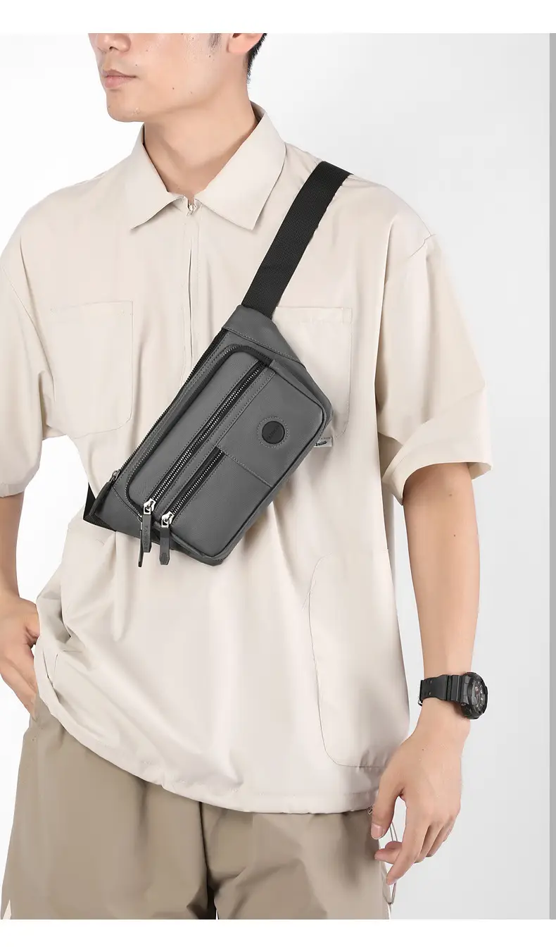 Men's Black Crossbody Waist Bag Large Capacity Oxford Cloth — feature 22