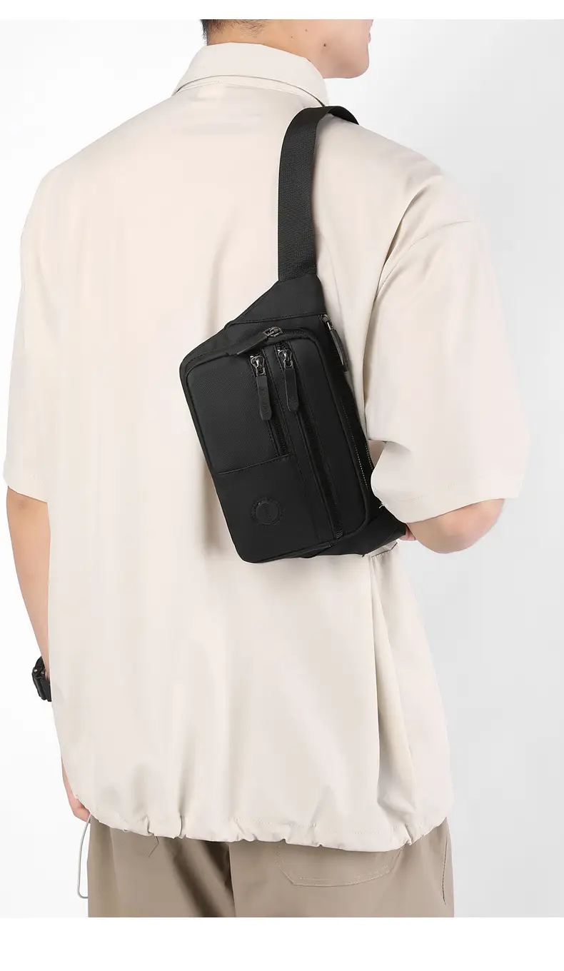 Men's Black Crossbody Waist Bag Large Capacity Oxford Cloth — feature 24