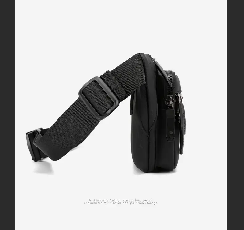 Men's Black Crossbody Waist Bag Large Capacity Oxford Cloth — feature 28