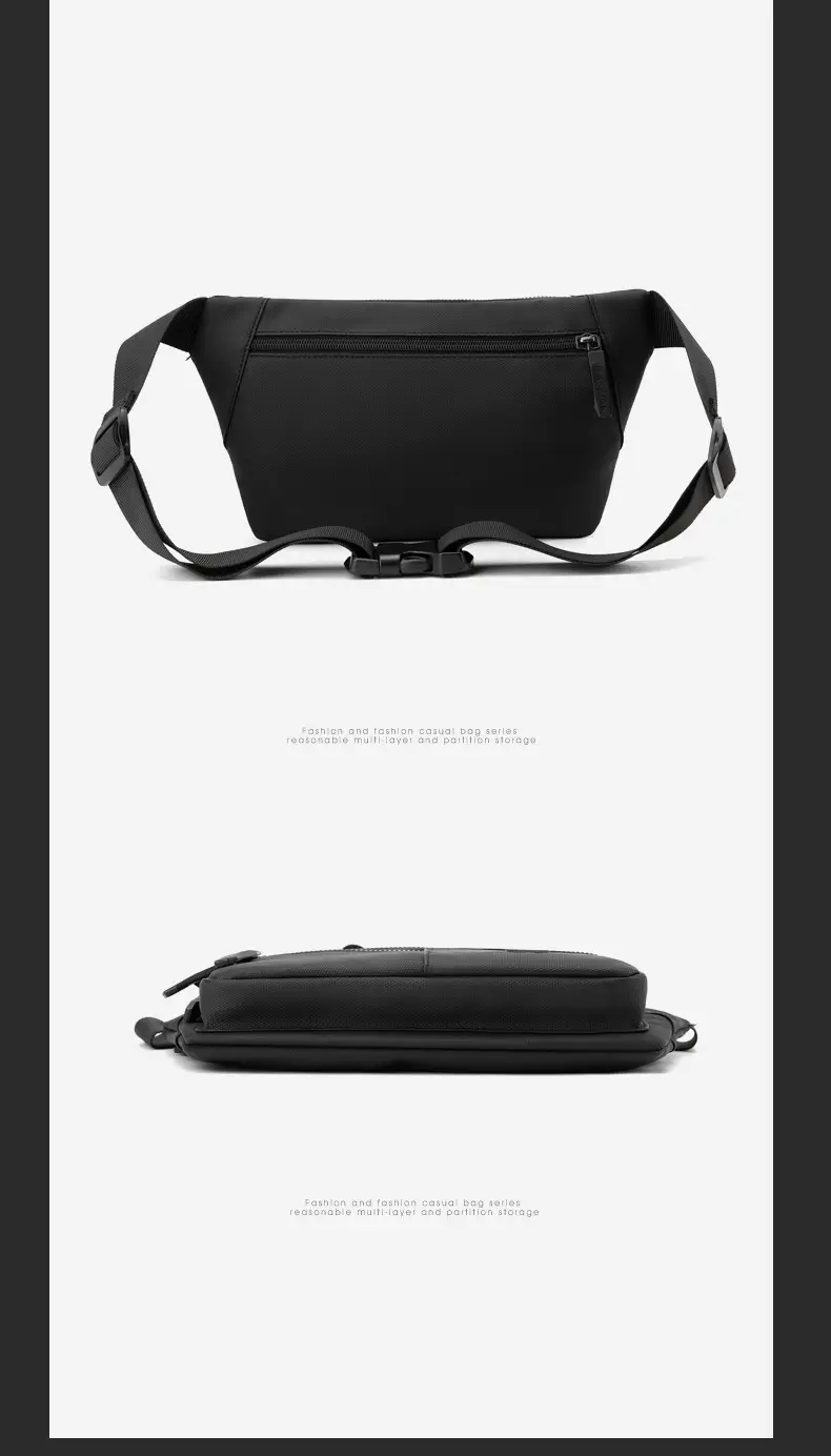 Men's Black Crossbody Waist Bag Large Capacity Oxford Cloth — feature 29