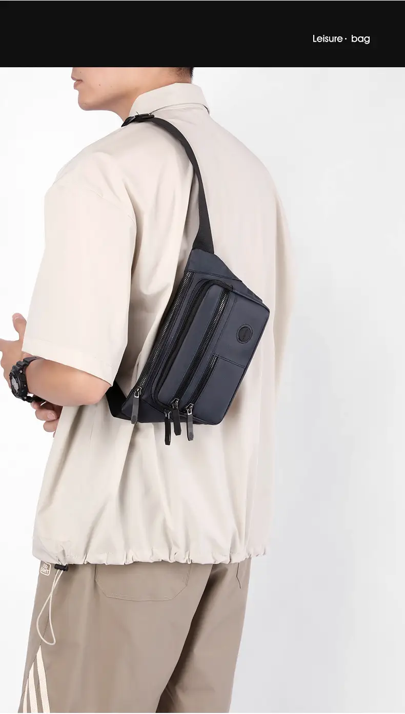 Men's Black Crossbody Waist Bag Large Capacity Oxford Cloth — feature 3