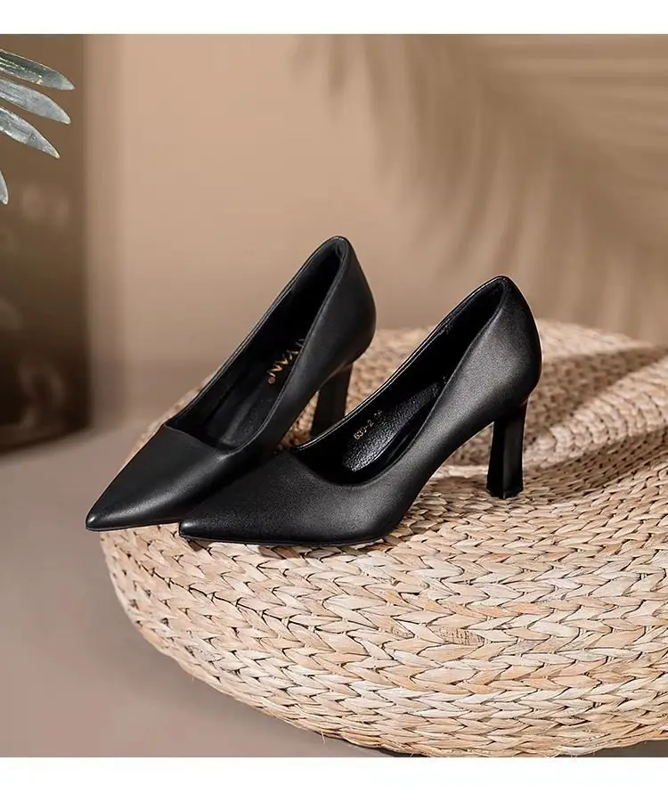 Flight attendants high heels etiquette formal wear commuter professional work shoes interview soft bottom not tired feet black small heel leather shoes women — feature 9