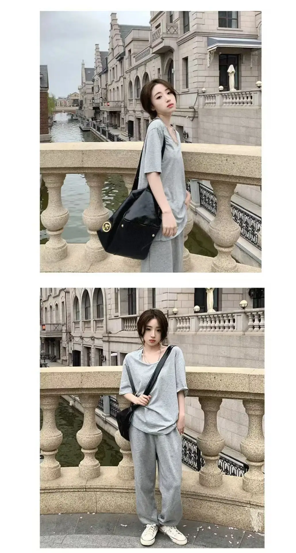 [Factory Outlet] Solid Color Large Neckline Short Sleeve T-Shirt Women's Loose Casual Slimming V-neck Base Shirt Fashion Brand — feature 17