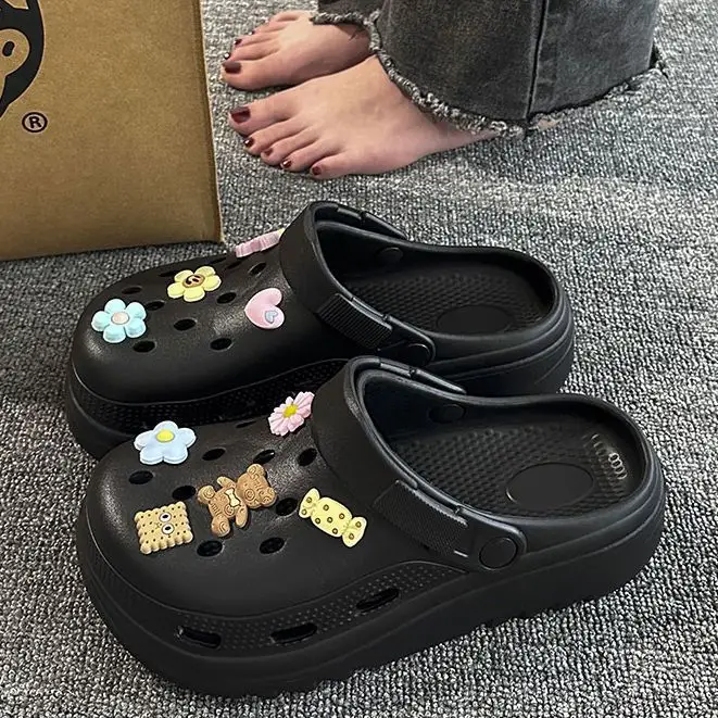 2025 New Beach Cave Shoes Girls Outer Wear Summer Couples Non-slip Non-smelly EVA Thick Bottom Sandals