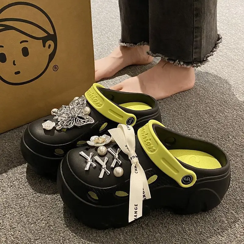 Women's Beige Pearl Slippers with Strap
