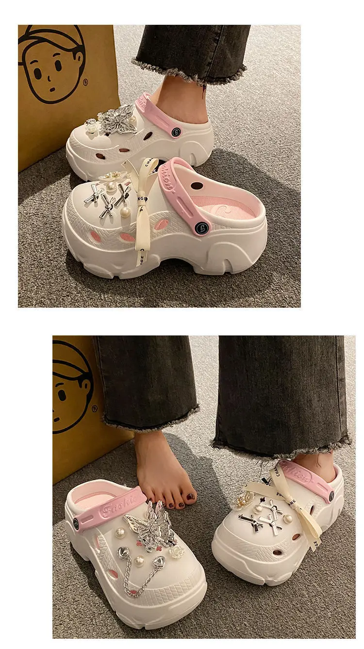 Women's Beige Pearl Slippers with Strap — feature 14