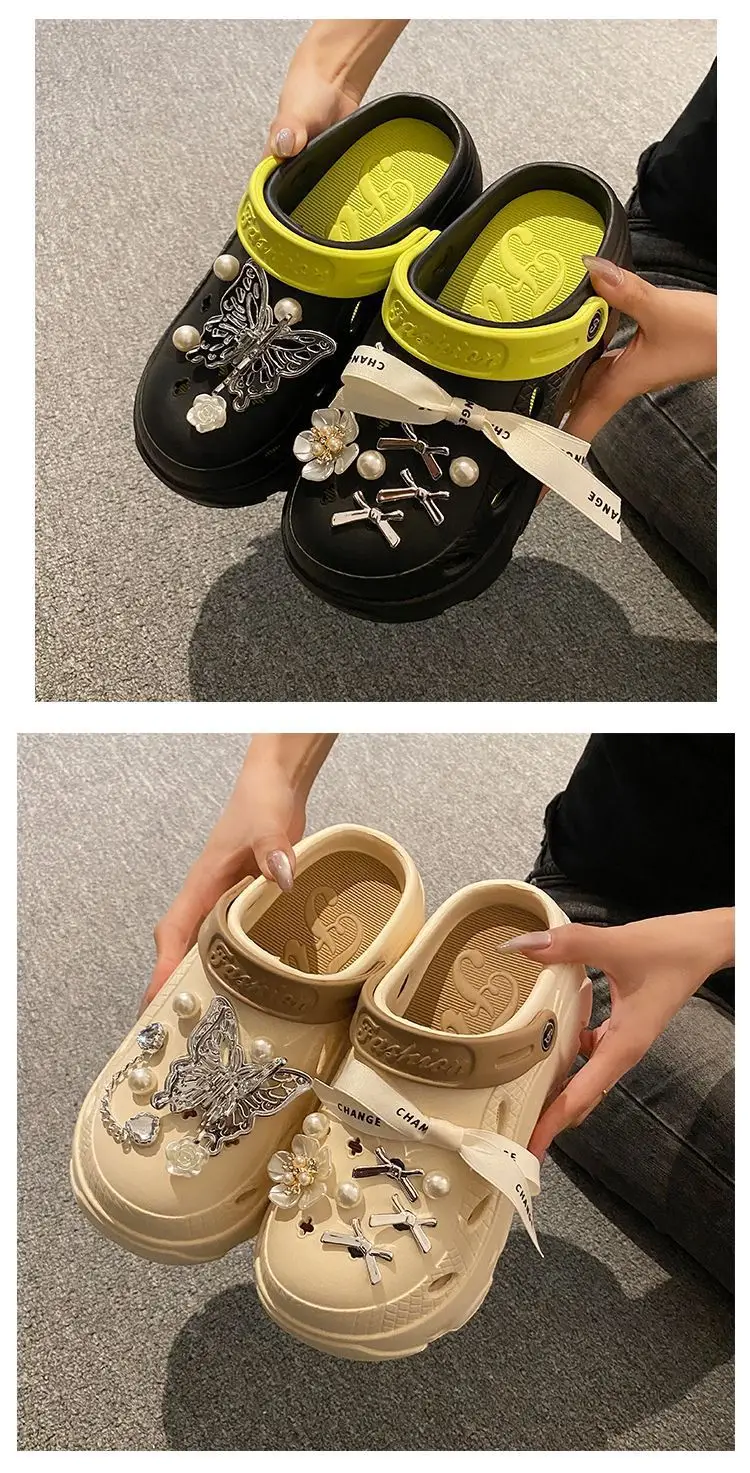 Women's Beige Pearl Slippers with Strap — feature 18