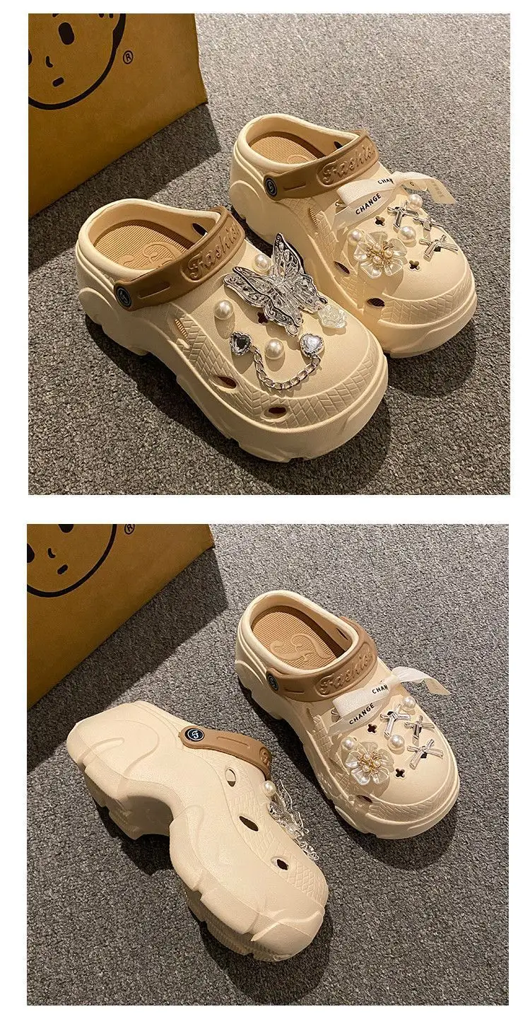 Women's Beige Pearl Slippers with Strap — feature 22