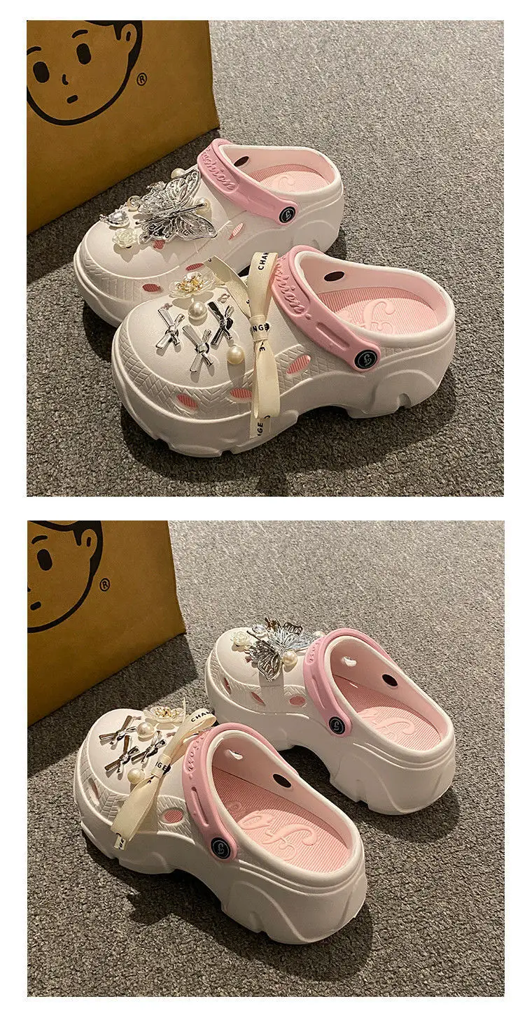 Women's Beige Pearl Slippers with Strap — feature 23