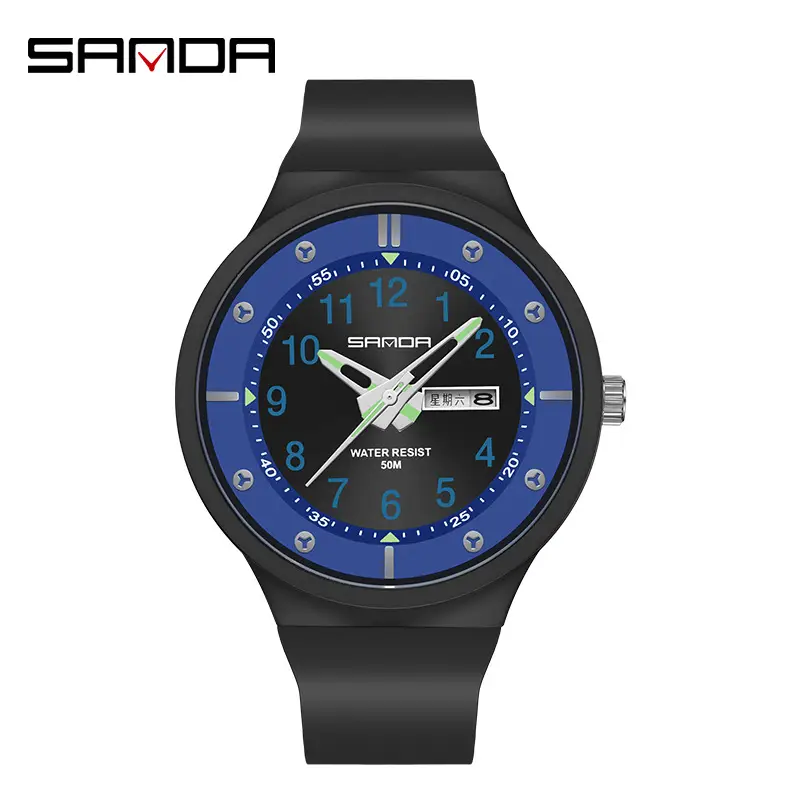 Sanda Men's Blue Dial Waterproof Quartz Watch - Image 2