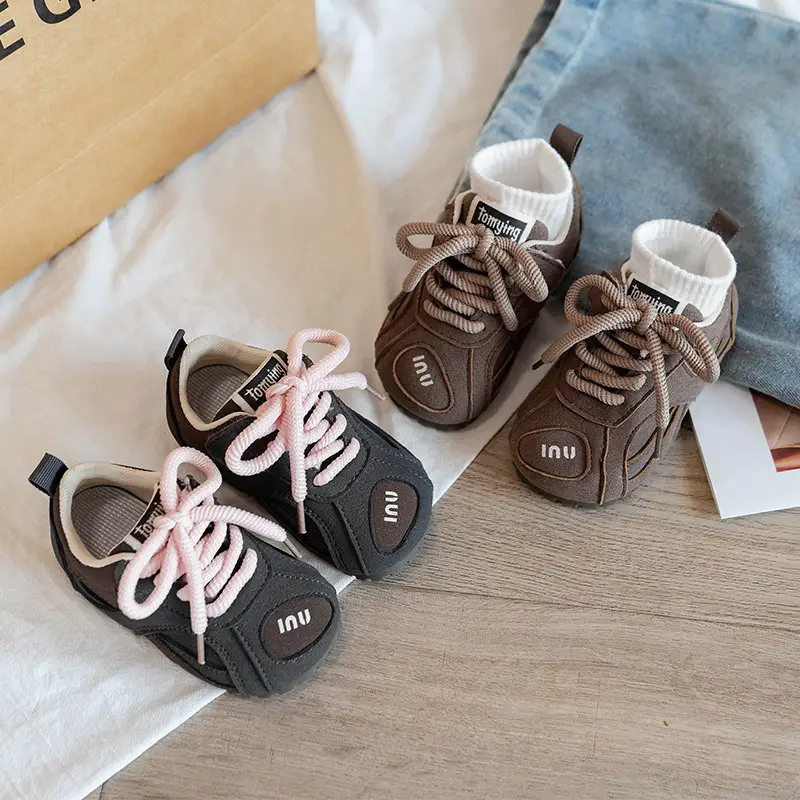 Korean Kids Sneakers Pink Laces Soft Soled 2025