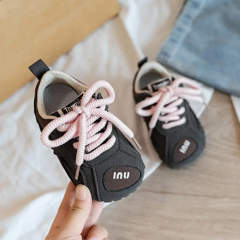 Korean Kids Sneakers Pink Laces Soft Soled 2025