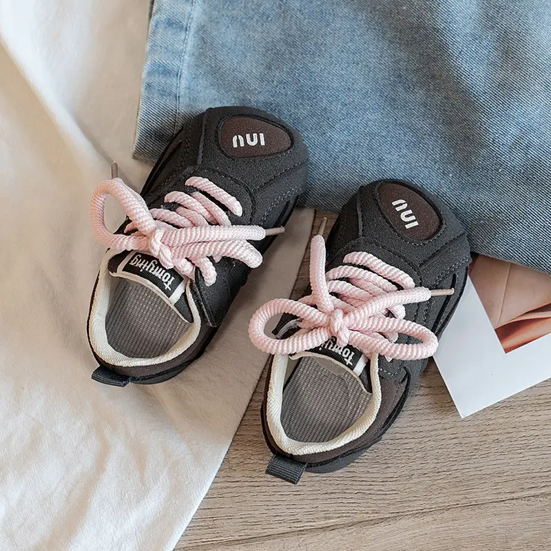 Korean Kids Sneakers Pink Laces Soft Soled 2025