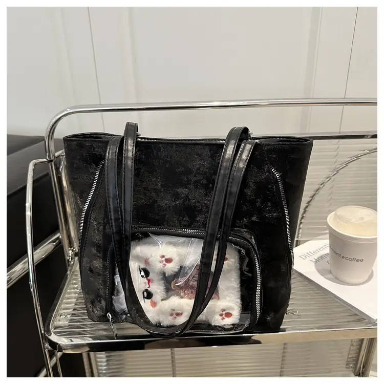 Pink Transparent Shoulder Bag for Women Campus Use — feature 13