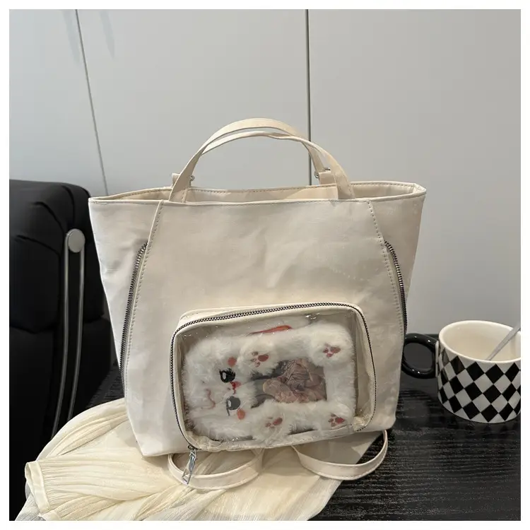 Pink Transparent Shoulder Bag for Women Campus Use — feature 17