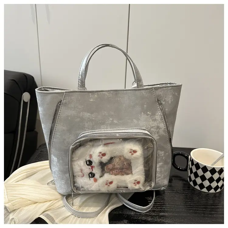 Pink Transparent Shoulder Bag for Women Campus Use — feature 19