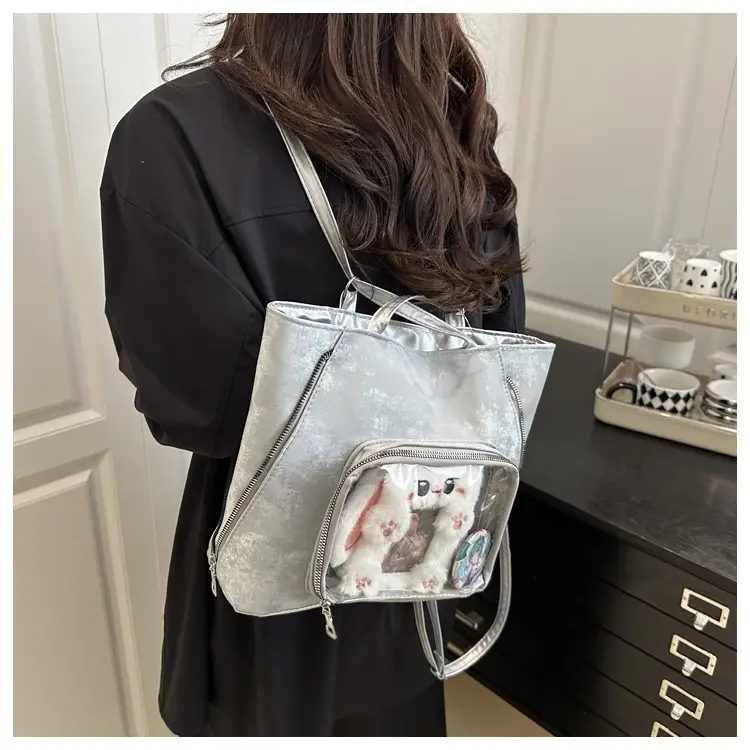 Pink Transparent Shoulder Bag for Women Campus Use — feature 27
