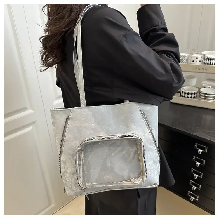 Pink Transparent Shoulder Bag for Women Campus Use — feature 30