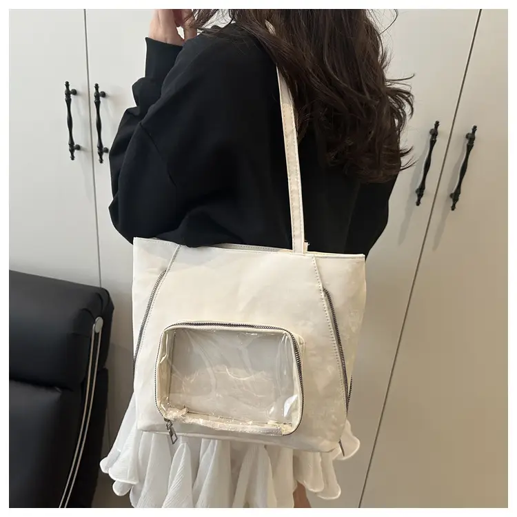 Pink Transparent Shoulder Bag for Women Campus Use — feature 33