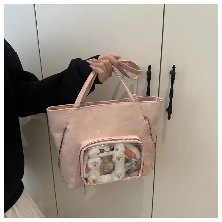 Pink Transparent Shoulder Bag for Women Campus Use — feature 35