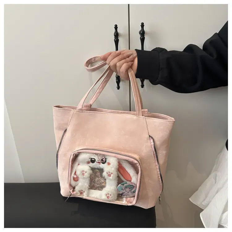 Pink Transparent Shoulder Bag for Women Campus Use — feature 36