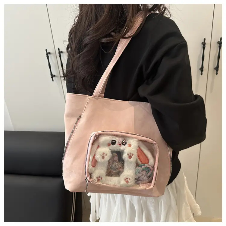 Pink Transparent Shoulder Bag for Women Campus Use — feature 37