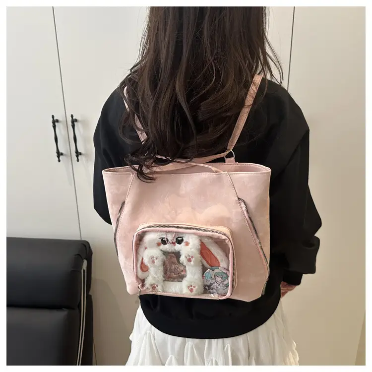 Pink Transparent Shoulder Bag for Women Campus Use — feature 40