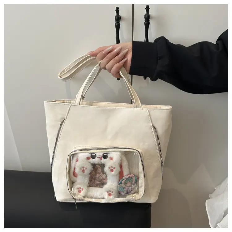 Pink Transparent Shoulder Bag for Women Campus Use — feature 46