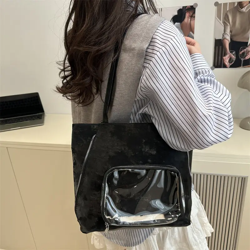 Pink Transparent Shoulder Bag for Women Campus Use