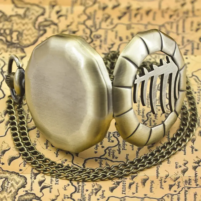 Vintage Flip Pocket Watch with Bone Gold Face - Image 3