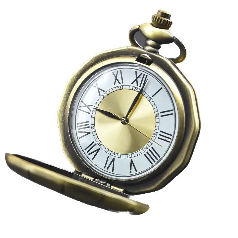 Vintage Flip Pocket Watch with Bone Gold Face - Image 5