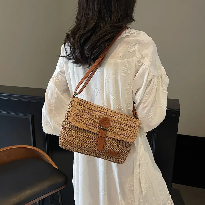 Korean Style Straw Shoulder Bag Small 2025 - Image 5