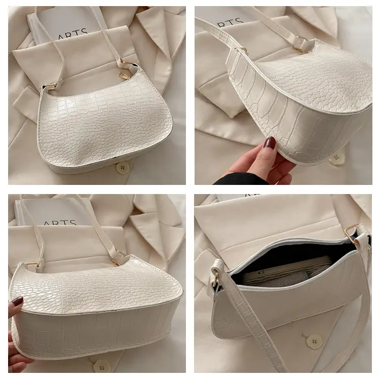 White Croc Texture Shoulder Bag 2025 Summer — feature 8