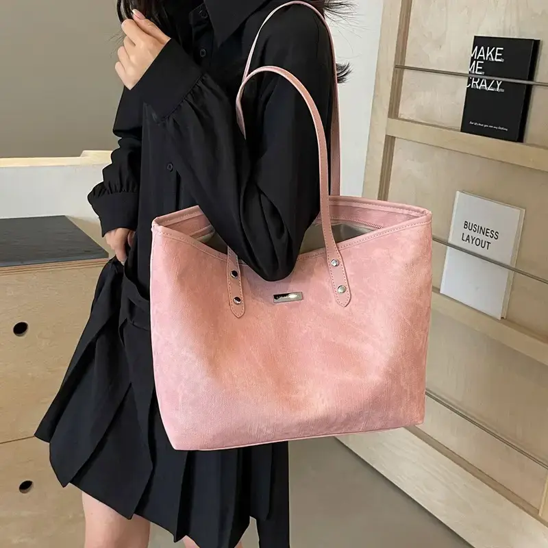 Women's Beige Large Capacity Shoulder Tote Bag 2025 - Image 3