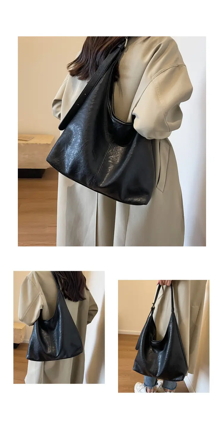 Vintage Brown Leather Shoulder Tote Bag for Women — feature 11