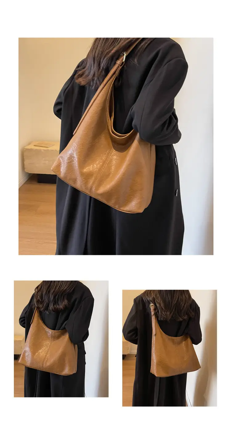 Vintage Brown Leather Shoulder Tote Bag for Women — feature 12