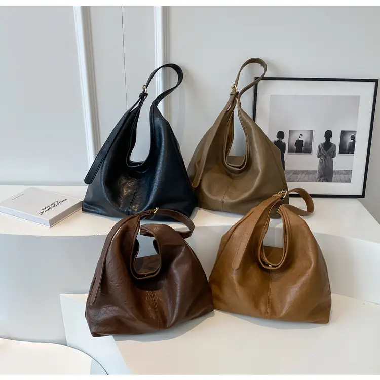 Vintage Brown Leather Shoulder Tote Bag for Women — feature 13