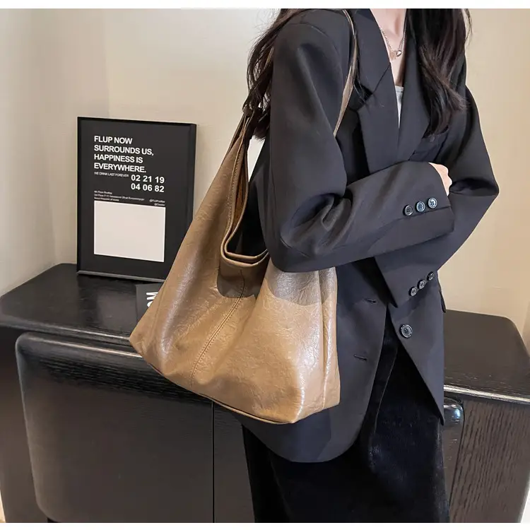 Vintage Brown Leather Shoulder Tote Bag for Women — feature 16
