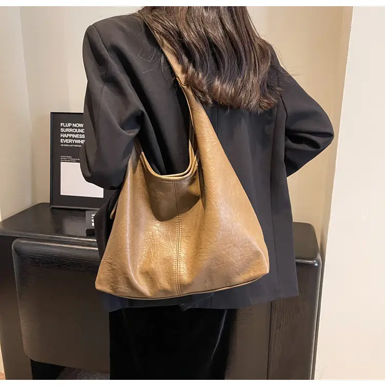 Vintage Brown Leather Shoulder Tote Bag for Women — feature 20
