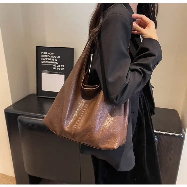 Vintage Brown Leather Shoulder Tote Bag for Women — feature 25