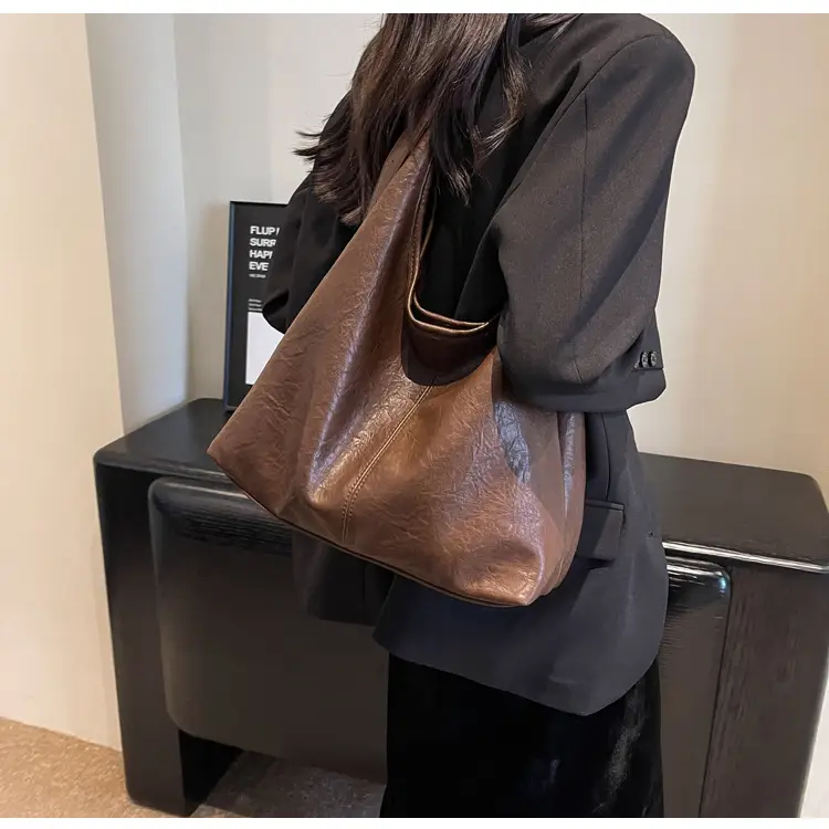Vintage Brown Leather Shoulder Tote Bag for Women — feature 26