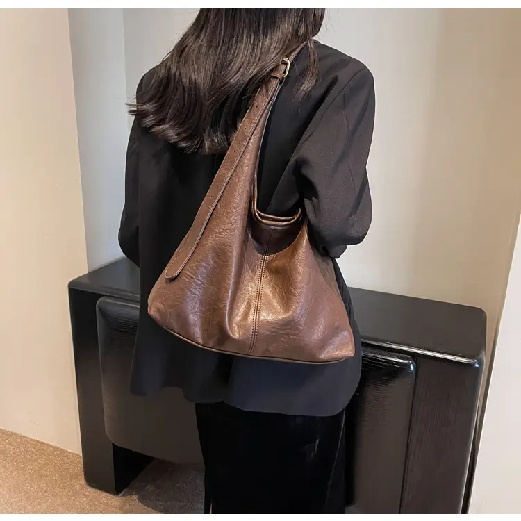 Vintage Brown Leather Shoulder Tote Bag for Women — feature 27