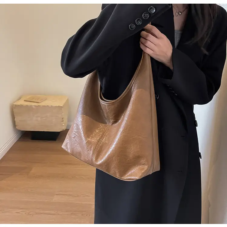 Vintage Brown Leather Shoulder Tote Bag for Women — feature 34