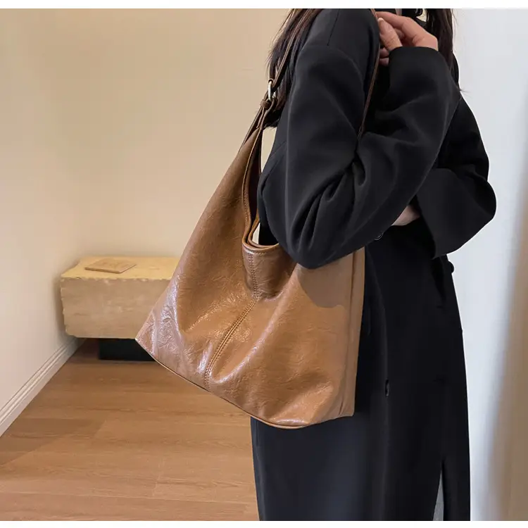 Vintage Brown Leather Shoulder Tote Bag for Women — feature 35