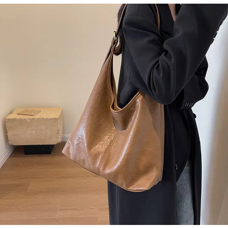 Vintage Brown Leather Shoulder Tote Bag for Women — feature 37