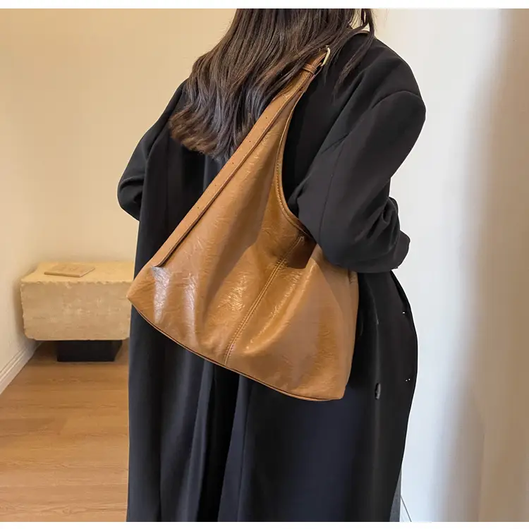 Vintage Brown Leather Shoulder Tote Bag for Women — feature 39
